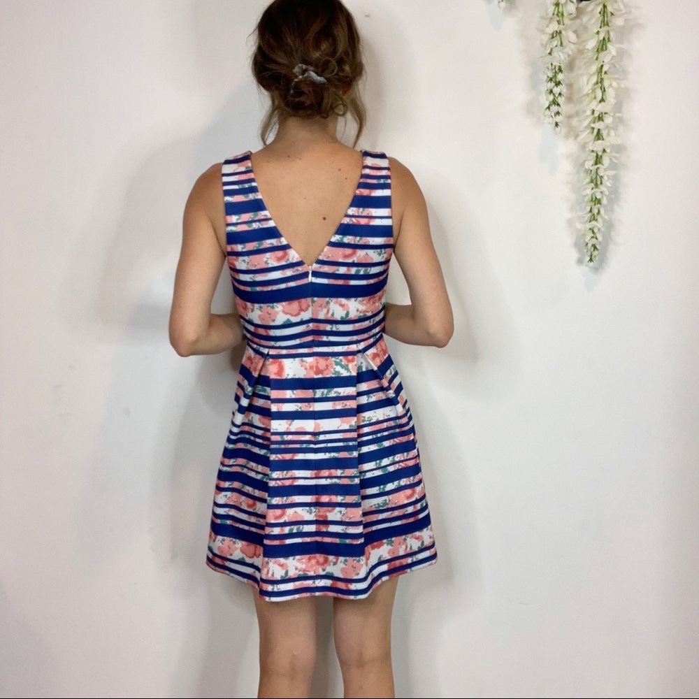 41 HAWTHORN fit & flare dress floral striped 1834 - Picture 3 of 8
